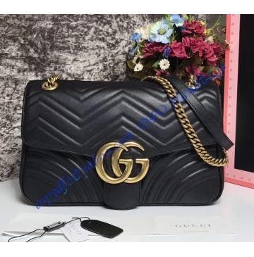 Gucci Medium GG Marmont Matelasse Shoulder Bag Black